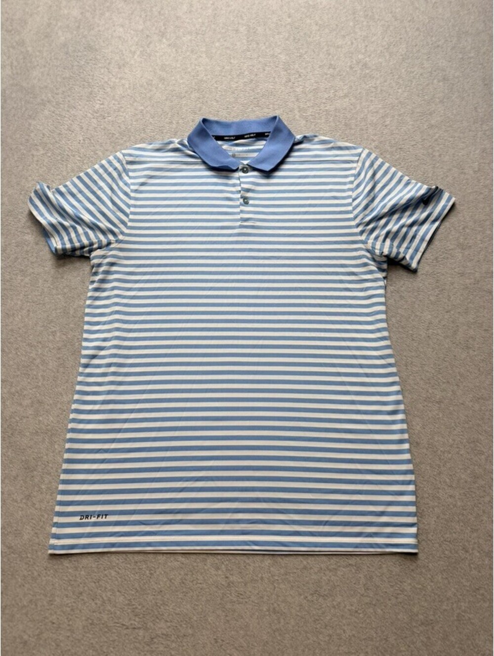 Nike Dri-FIT Nike Golf Polo Shirt Mens M Blue White Striped Performance Athletic